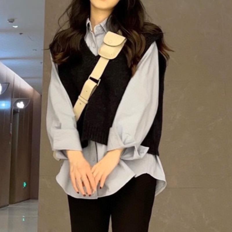 Herfst Mouwloos V-hals Gebreid Trui Vest Dames Winter Losse Casual Effen Basis Truien Dames Gilet Elegant Eenvoudig Kantoor Dames Vesten 25051