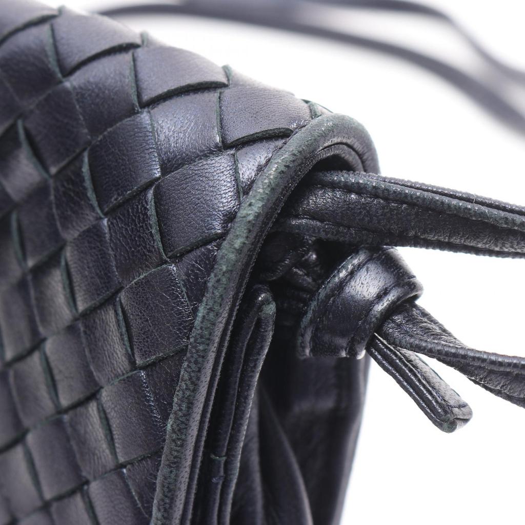 Used BOTTEGA VENETA Intrecciato Shoulder Bag leather Navy Used Women