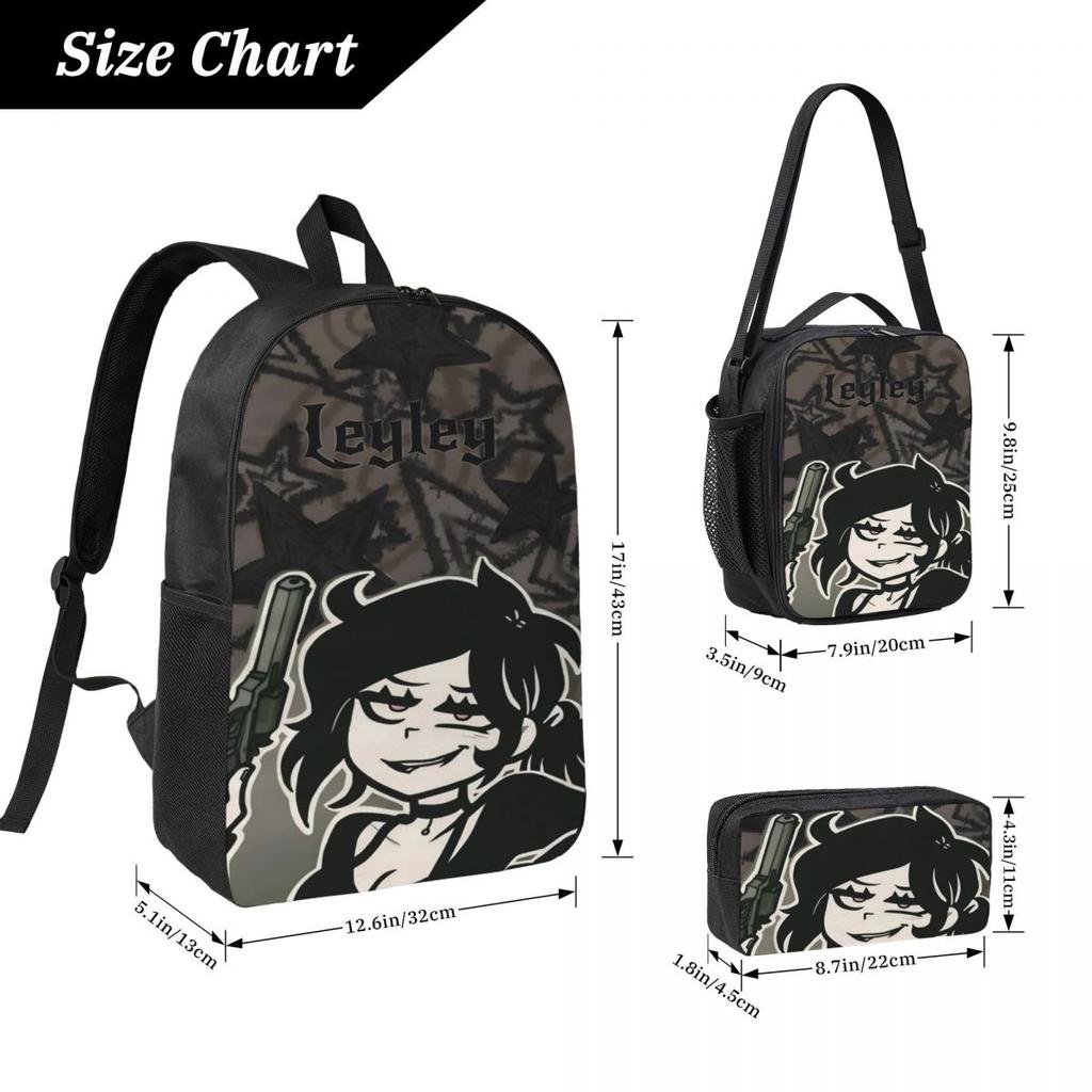3Pcs The Coffin Of Andy And Leyley Backpack Set for Girls Boys Pen Bags Bookbag Sets with Lunch Box For School Students Daypack