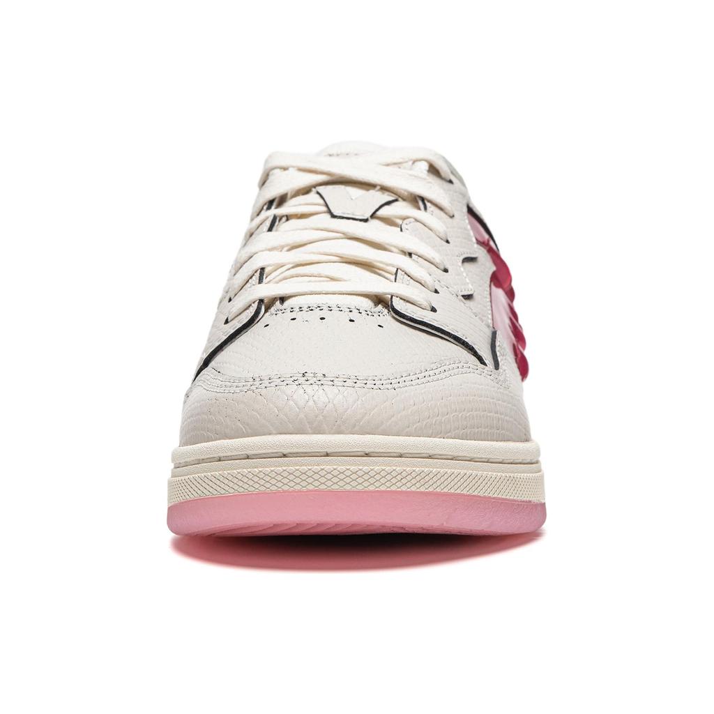 New LiNing Wave Pro Cushioning Wear-Resistant Low-Top Skateboard Shoes Unisex Ecru/Fifi Pink AECU043-4