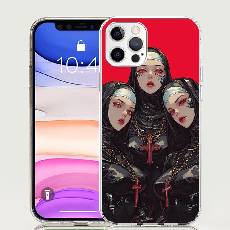Dark Demon Nun Phone Case For iPhone 18 17 Air 16 15 Plus 11 14 Pro Max 13 Mini 12 7 8 + SE Pattern Art Customized Cover 17 Air 16