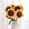 House Party Decoration Flower Art Knited Flower Table Fake Flowers Vase Ornament Sunflower Bouquet