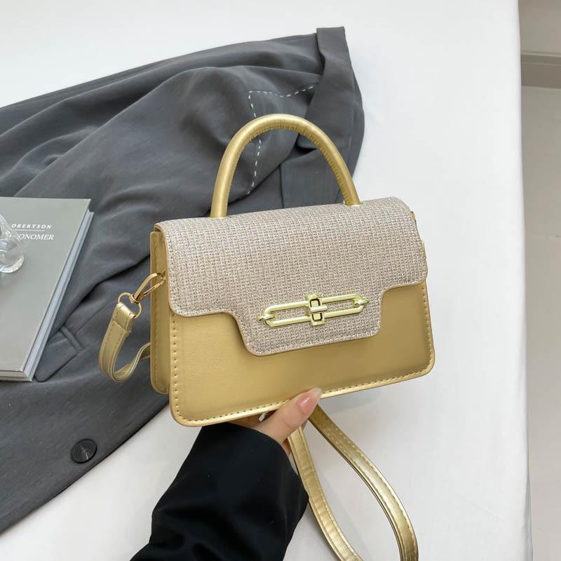 

Модный замок сращивание тренд универсальный маленький квадратный мешок женский личность стиль ретро универсальный сумка-мессенджер темперамент золотой