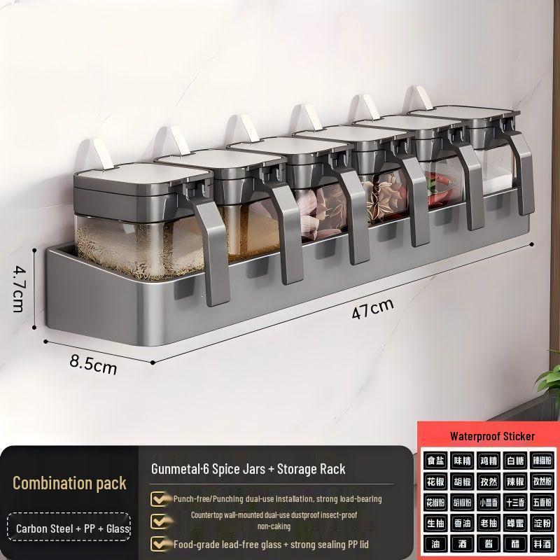 No-Drill Wall-Mounted Spice Rack & Seasoning Organizer