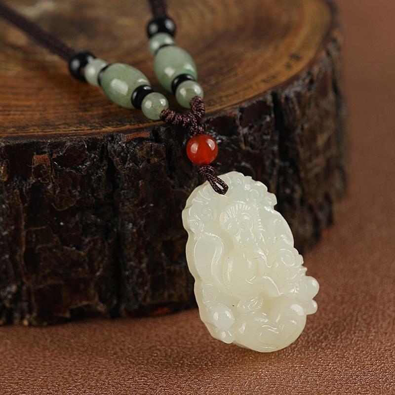 Jade Zodiac Necklace, Men's and Women's Versatile Long Sweater Chain Accessories, High-end Zodiac Signs, Antique Pendants, Hanging Accessories