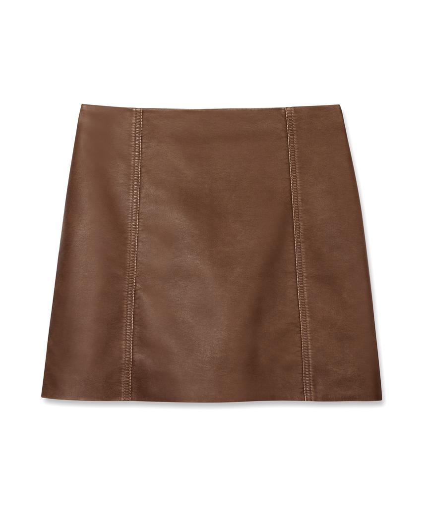 Bikwaieos Faux Leather Washed Mini Skirts_Tan Brown