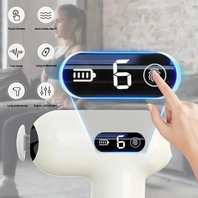 Multi functional interchangeable head home muscle exercise relaxation fascia gun white electric portable mini fitness massager