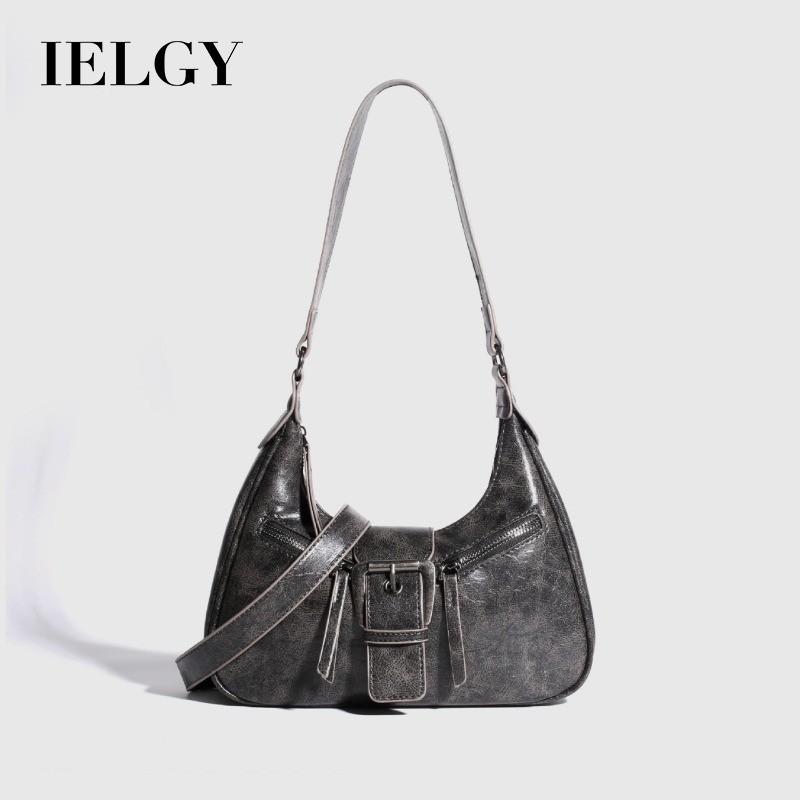IELGY Ladies One-Shoulder Underarm Bag Retro Motorcycle Cross-Body Crescent Bag