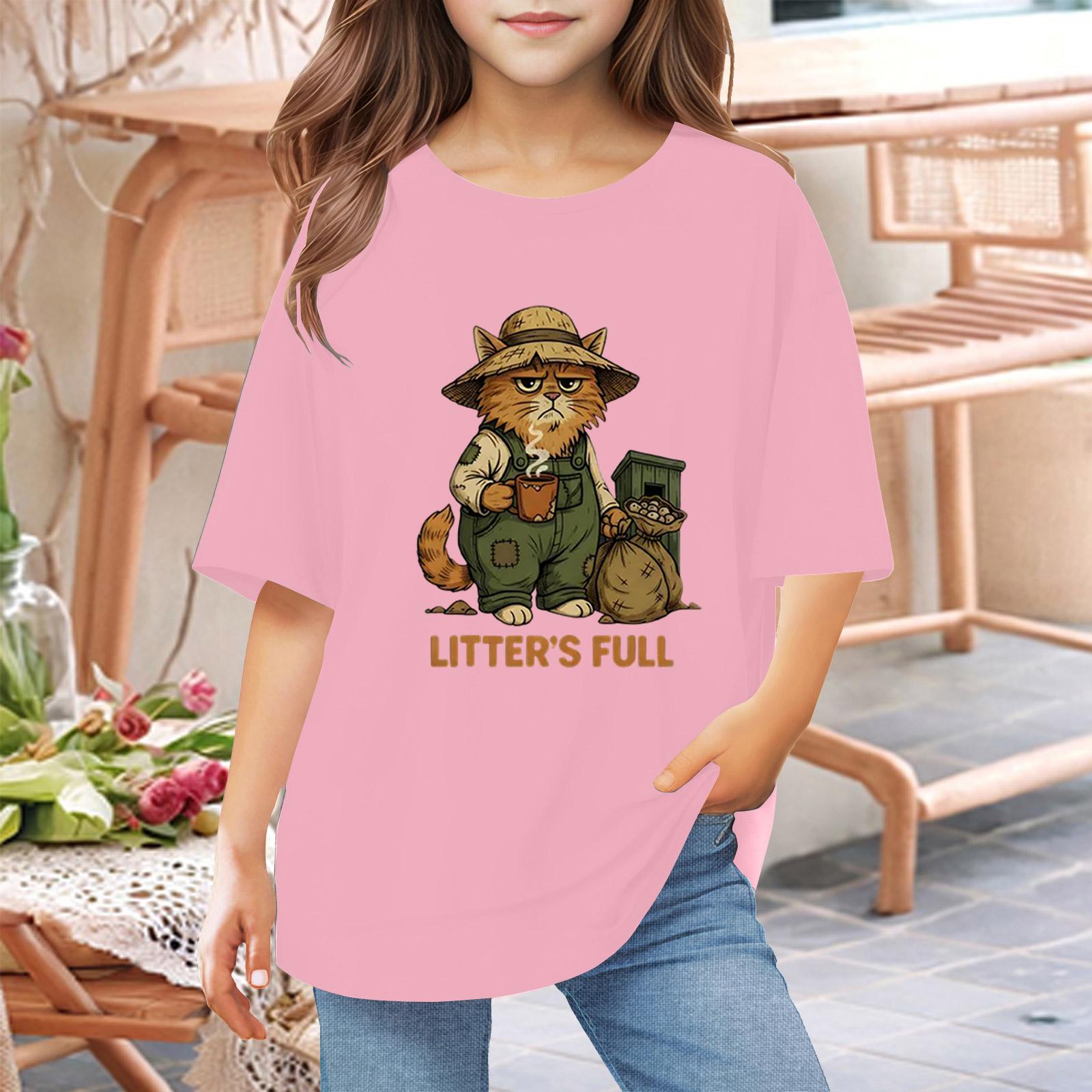 

Футболки для малышей, девочек и мальчиков, детские футболки с короткими рукавами и принтом для мальчиков и девочек 1-12 лет 110 розовый