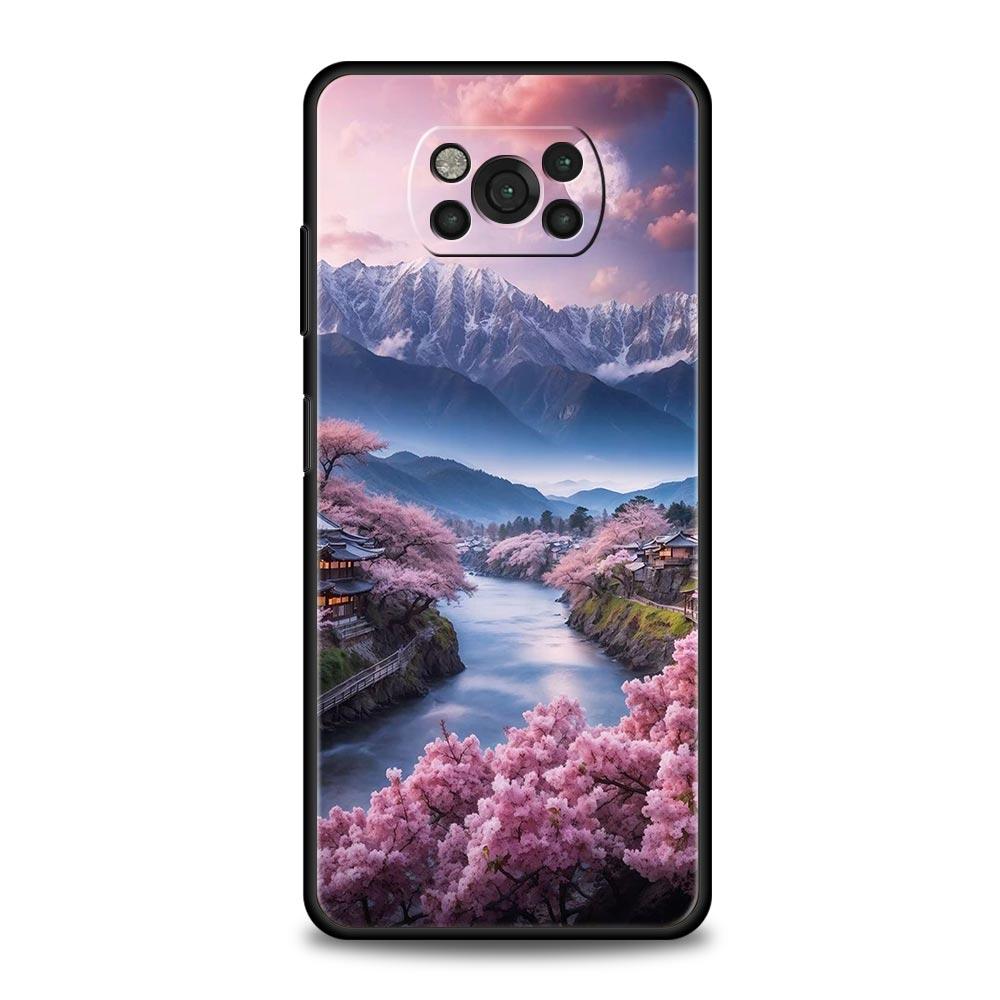 Pink Sunset Mountain Phone Case Cover  for Xiaomi Poco F7 Ultra F6 F5 F4 F3 X6 X5 X4 X3 NFC C51 C55 M4 GT 5G Soft TPU Shell Bags