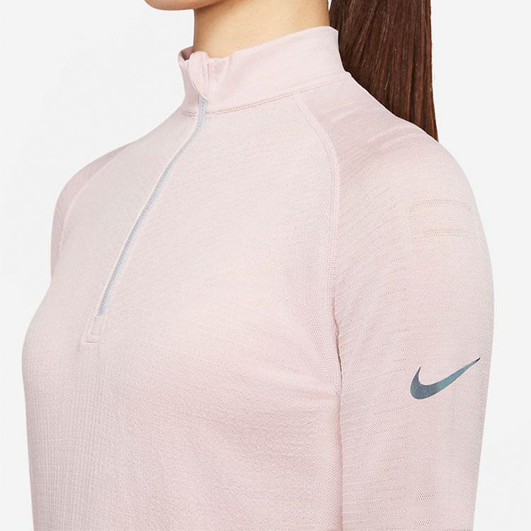 Nike Run Division Logo Half-Zip Slim Fit Reflective Fitness Top Women Tops Stone-Purple Red CU6192-269
