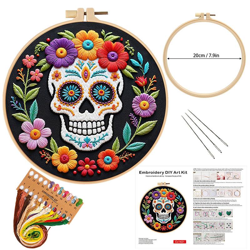 New Halloween Skull Diy Handmade Embroidery Material Pack Needle And Thread Kit Self-Embroidery Creative