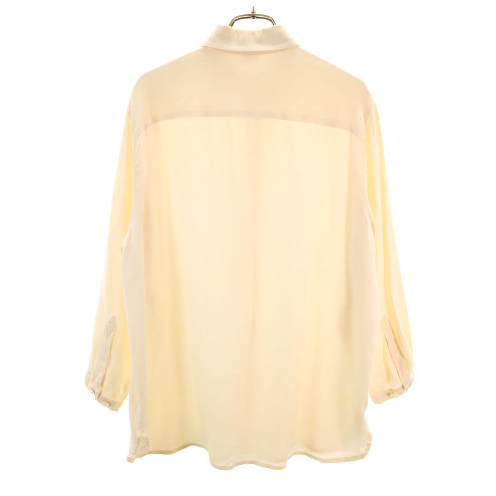 Hermes French Silk Blend Old Long Sleeve Shirt 38 Beige Women Used