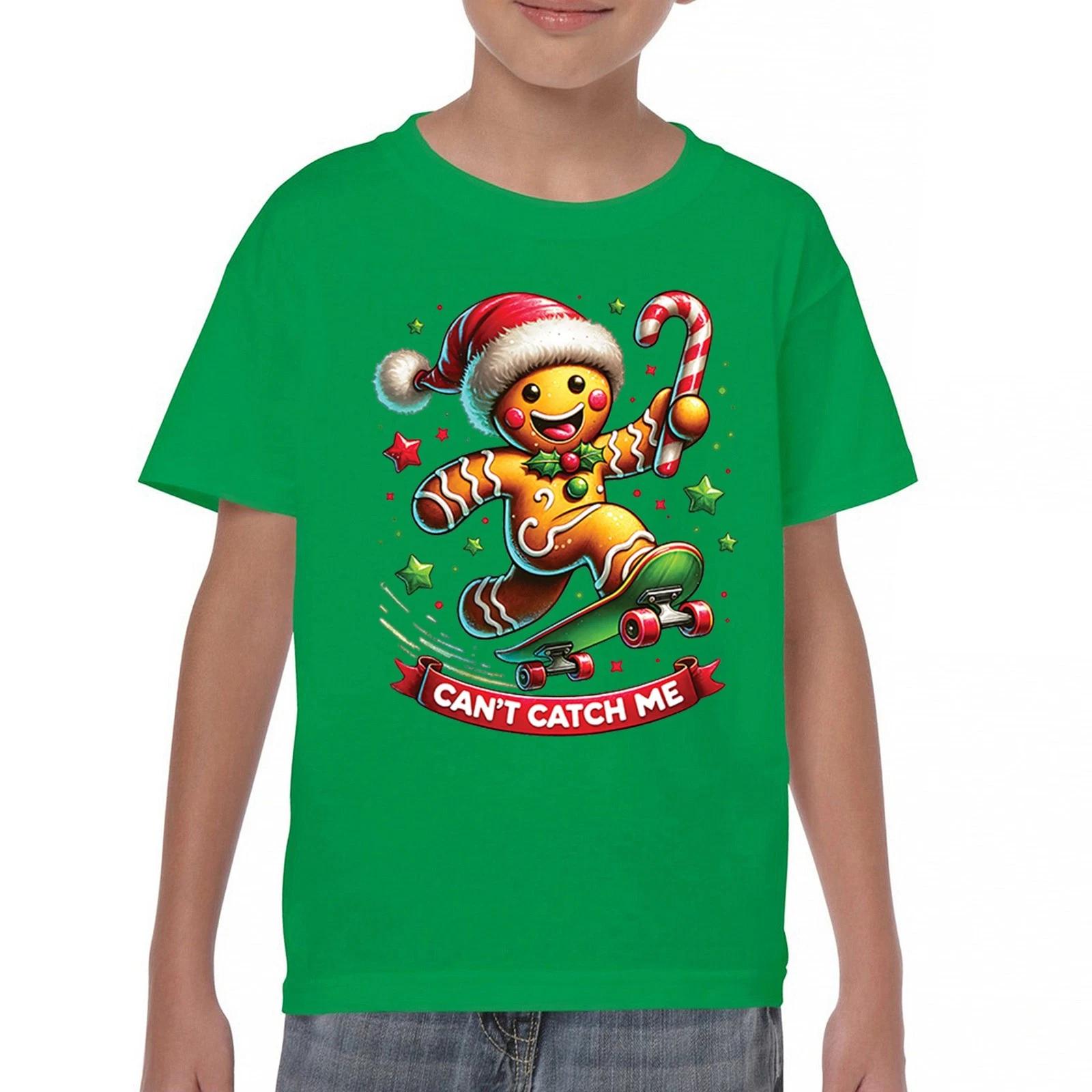 Can t Catch Me Gingerbread Man Youth kids boys T-Shirt Christmas Jolly AF Xmas Kids 110