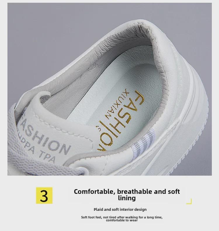 Dames 2025 Lichtgewicht Witte Leren Hoogteverhogende Sportieve Casual Schoenen - Ademend Zachte Dikke Zool voor Lente & Herfst