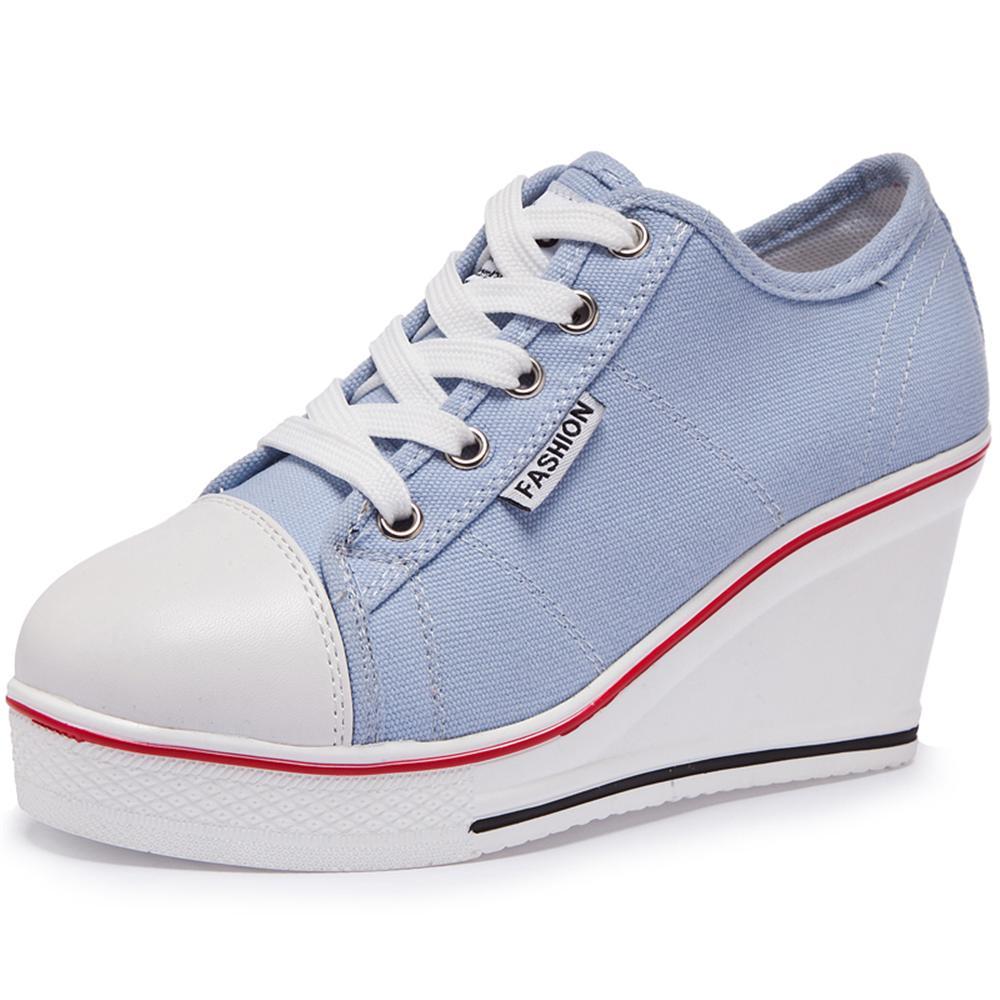 New Women Vulcanize Shoes Platform Breathable Canvas Shoes Woman Wedge Sneakers Casual Fashion Candy Color Students Drop Ship