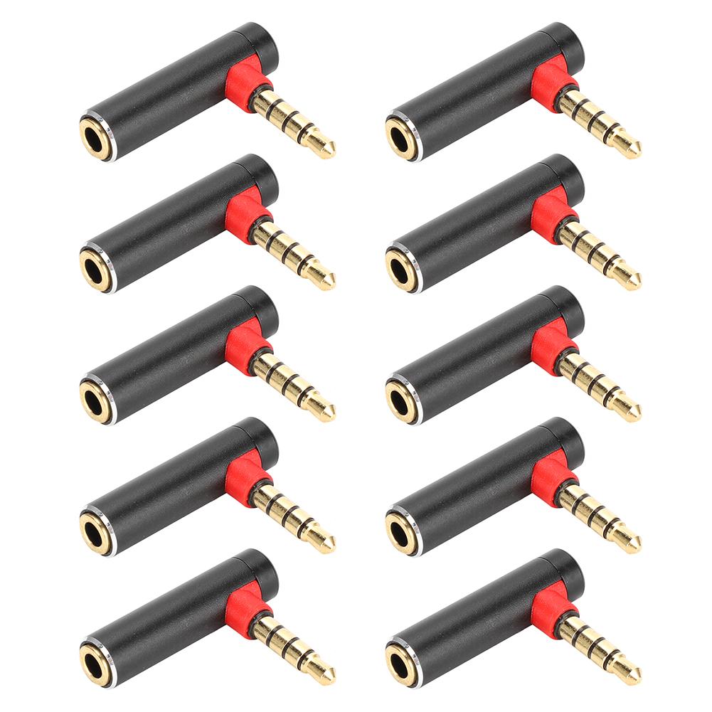 10Pcs 3.5mm Male To Female 90 Degree Elbow Adapter Plug Headset Jack Audio Connectorblack