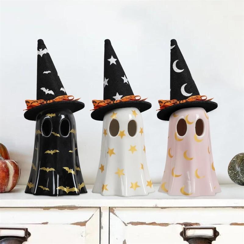 Scary Ghosty Statues Figurines with LED Lights for Front Porch Yard Garden Ghosty Halloween Decor Halloween Decorations