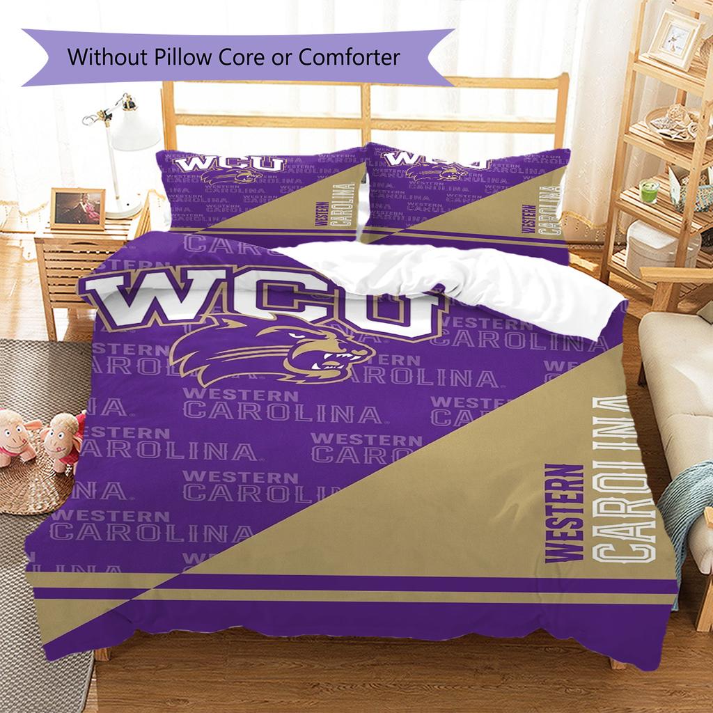 Western Carolina Catamounts Pattern Bedding Set Quilt Cover Pillowcase Home Decor Gift (1 * duvet cover + 2 * pillowcase, without core)