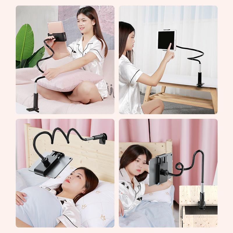 Phone Clip On Stand Holder with Grip Flexible Long Arm Gooseneck Tablet Lazy Bracket Mount Clamp Support 4-11 In for IPad IPhone