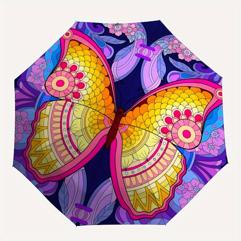 

1pc Butterfly Mandala, Automatic Open/close Folding Umbrella, Compact Portable Travel Umbrella, Perfect Birthday/Christmas yy250806223
