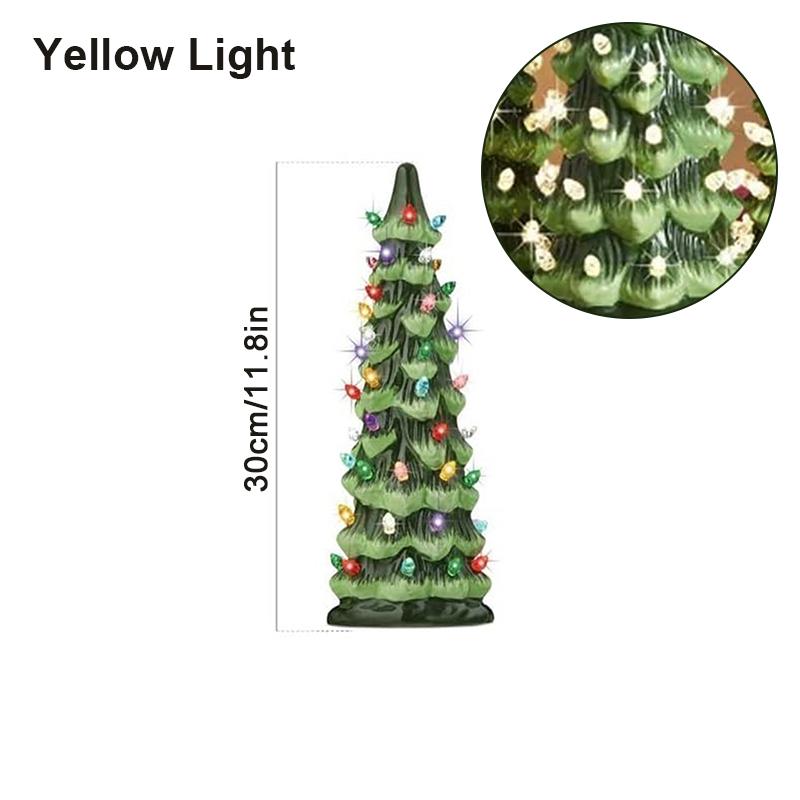 Árvores de Natal de Mesa Retrô Pintadas à Mão com Timer, Árvores de Natal que Acendem, Árvore de Natal de Mesa com Luzes