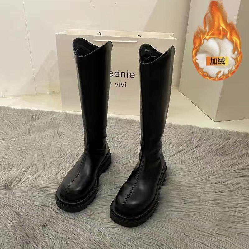 Long boots women's autumn and winter new versatile high boots rear zipper thin boots but knee mid boots