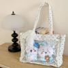 Single Shoulder Large Capacity Tote Canvas Commuting Versatile Canvas Baby Bag Student Class Cute Polka Dot Pain Bag Girl