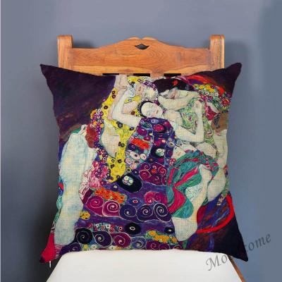 Gold Luxury Decorative Oil Painting Home Decorative Pillow Case Cover Gustav Klimt Gallery Collection Sofa Chair Cushion Cover