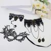 Gothic Lace Choker Necklace Bracelet Earrings Mask Eyemask Halloween Costume Accessories Jewelry for Women Girls Gift