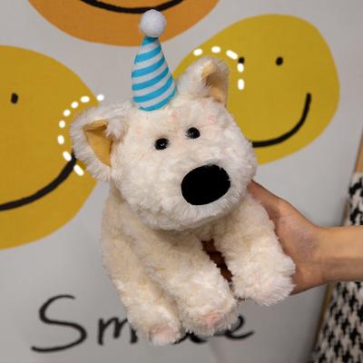 Cute Plush Toy Wearing Hat West Highland Dog Doll Pillow Cushion On Bed Doll Birthday Gift Girl