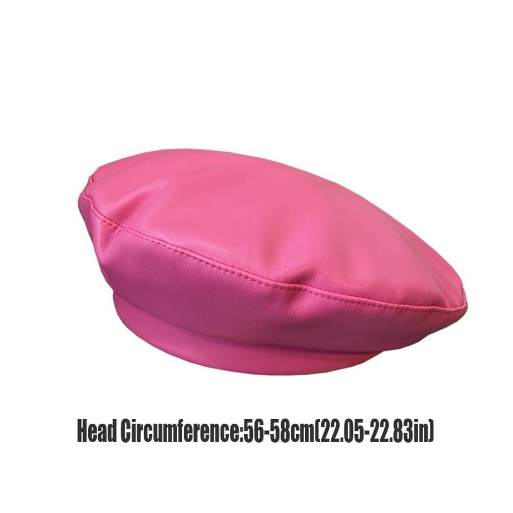 Casual Solid Color PU Beret Y2K Retro Painter Hat British Style Korean Artist Hat Outdoor