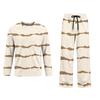 Men's Pajama Set Long Sleeve Top and Long Pants with Button Crotch and Elastic Drawstring Waist for Home Loungewear