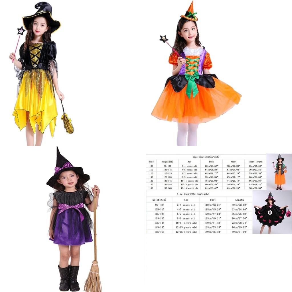 Adorable Children Halloween Witch Costume Gown For Girls With Stylish Bow Design