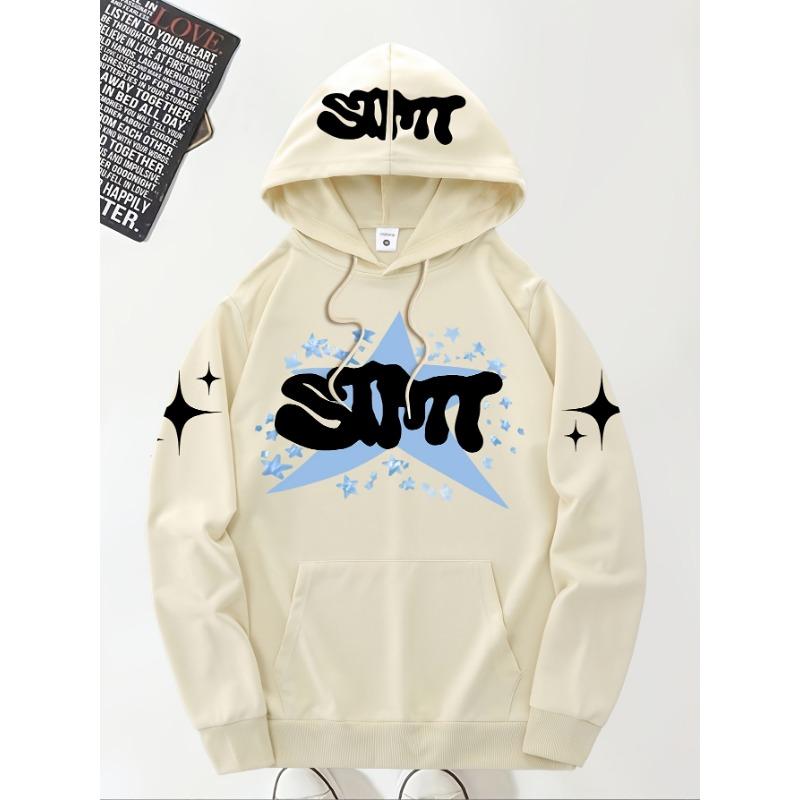 Herren Kapuzenpullover mit Buchstabenprint Herbst/Winter 2026 - Bequemes Weiches Lässiges Retro Streetwear für Herren