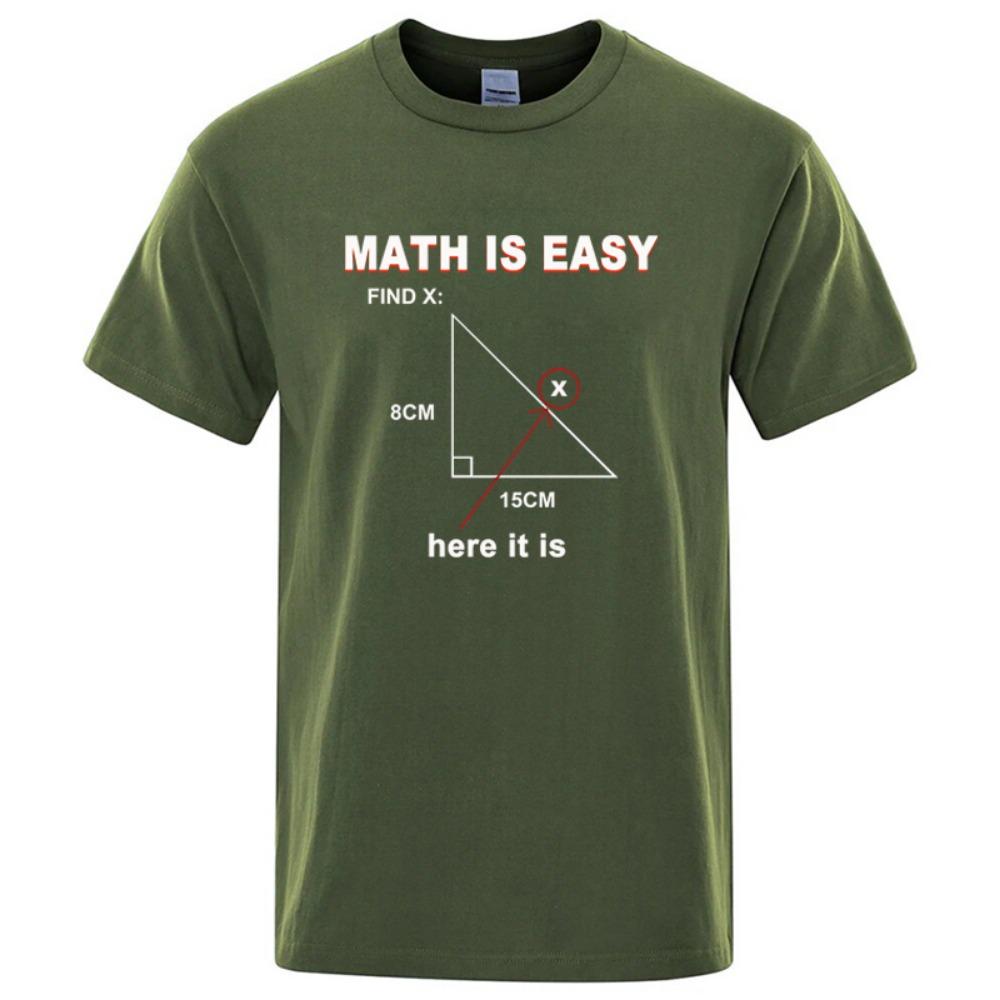 

Men s High-quality T-shirt Casual Fun Math Printing Cool Loose O-neck T-shirt Men s Short-sleeved T-shirt Men s Top M