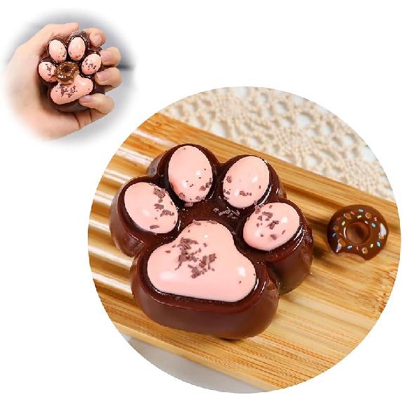 Handmade Cat Paw Taba Squishy,Cute Soft Squeeze Toys, Kawaii Fluffy Squishies Sensory Toys,Silicone Squeeze Toys for Stress Relief, Fidget Toys