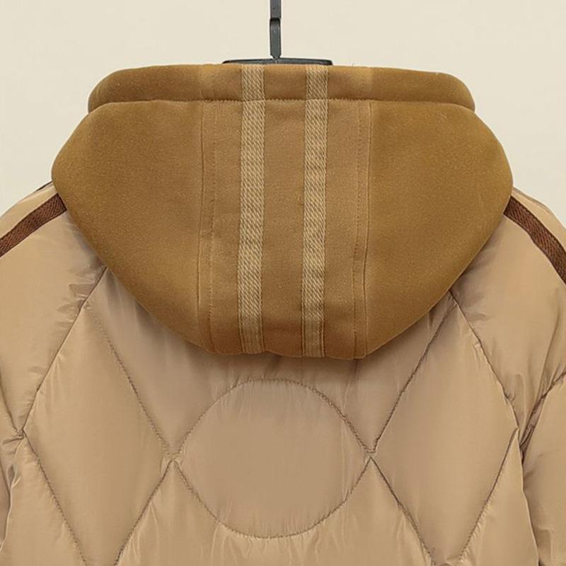 Coat for Women Winter Fleece Thickened Plush Faux Two-Piece Hooded Windbreaker Waterproof Casual Down Jacket