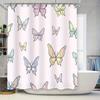 Whimsical Butterflies Shower Curtain PinkCute Bath Decor for Home Bathroom Kids Room Waterproof Print Decorative Shower Panel