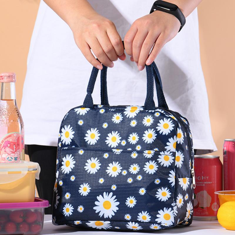 Isolerad lunchväska Tryck med fräscha små prästkragar Bärbar låda Multifunktionell isoleringsväska Utomhus Kylklamp Bentoväska för kvinnor