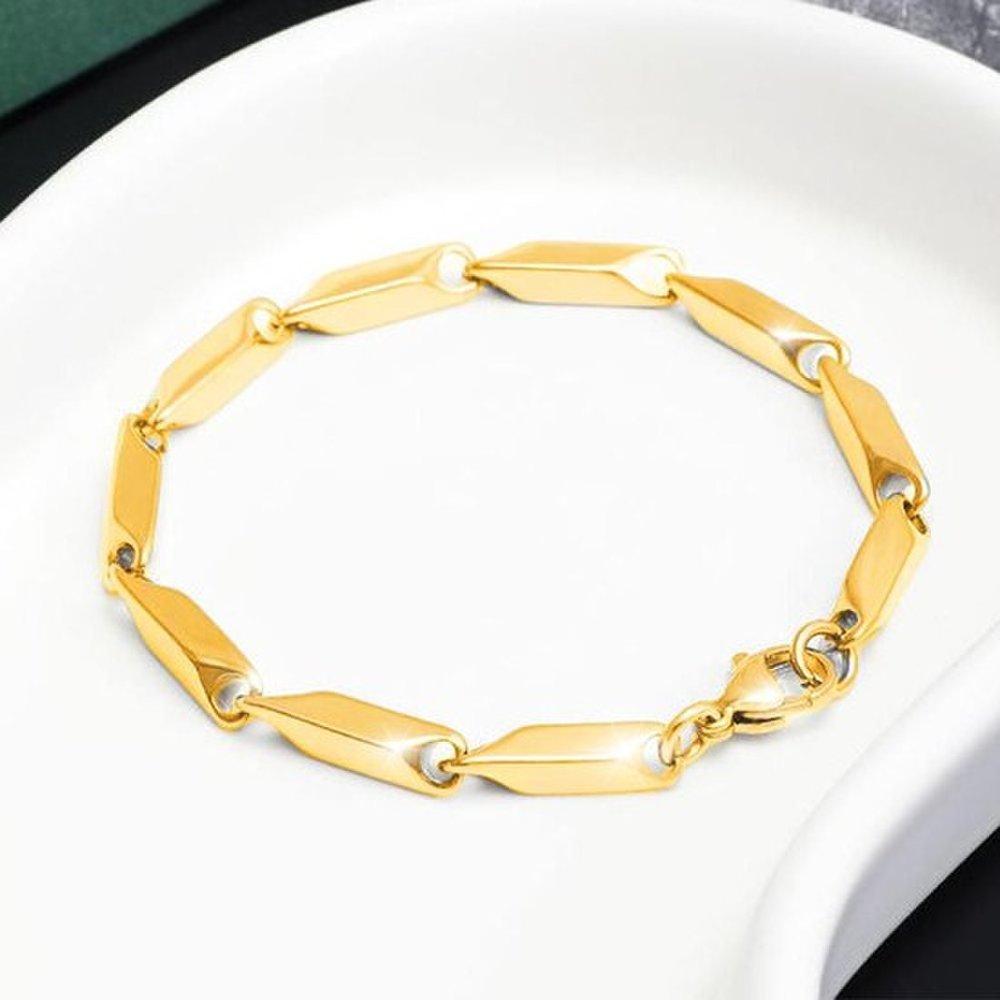 Women's 18K Special Compression-Plated Discoloration-Free Bamboo Hexagon Bracelet, 14K 18K Surgical Silver Plated Pure Gold Bangle, Big Size