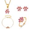 Korean Fashion Cat Paw Jewelry Set: Necklace, Earrings, Zircon Ring, & Bracelet for Women