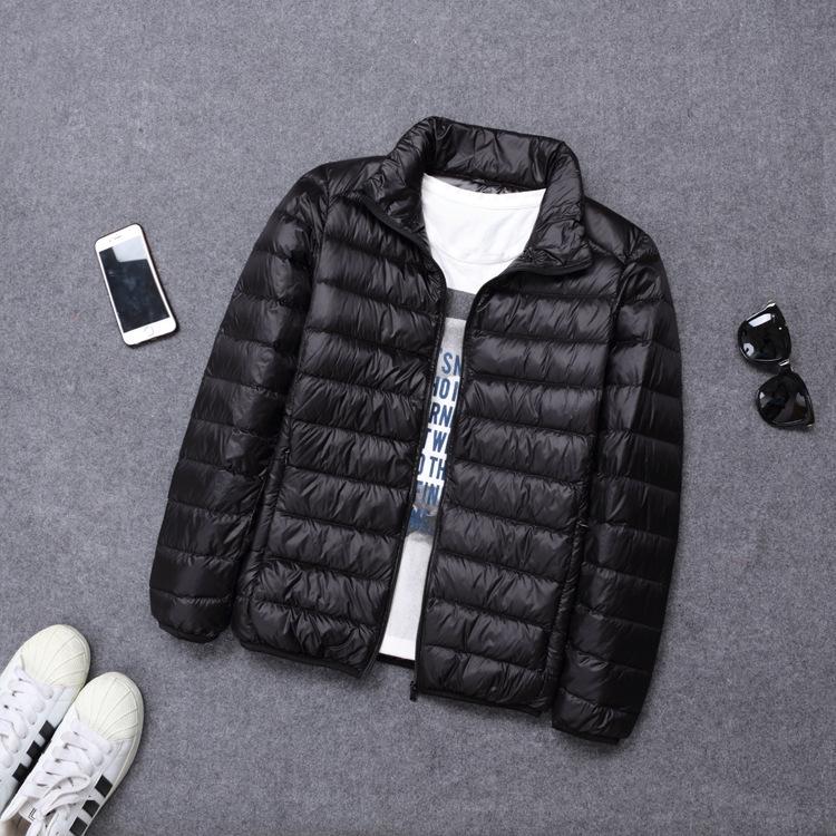 Men Autumn Winter Warm Lightweight Hooded Cotton Jacket Fashionable Short Casual Portable Stand Collar