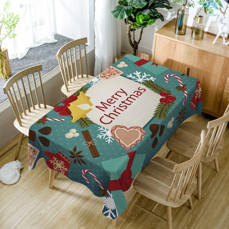 

Зеленая скатерть с узором в виде рождественской елки и шара, полиэстер, кухонный коврик для ресторана, стола, украшение для дома в отеле, Nappe De Table Tapete