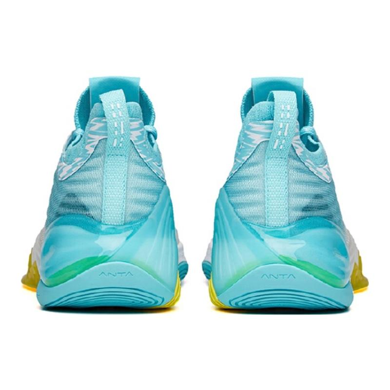 Anta KT6 KT Low Cushioning Anti-Slip And Wear-Resistant Mid-Top Performance Basketball Shoes White Blue Yellow Sneakers 112131102-1