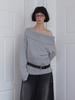 Minderly Folded Off-Shoulder Knit – Gray
