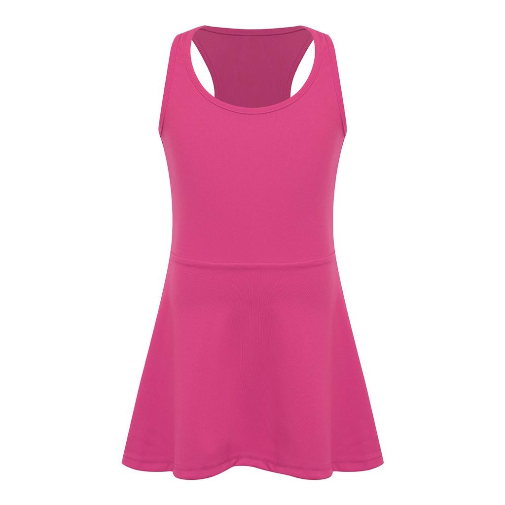 Girls Workout Tennis Dress U Neck Sleeveless Racerback Sundress Solid Color Golf Sports Dresses