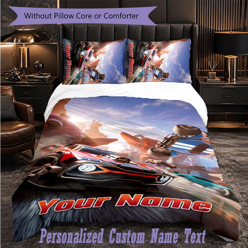 Personalized 3Pcs Bedding SetRocket League Custom Text Duvet Cover Pillowcase Set Bedroom Gift