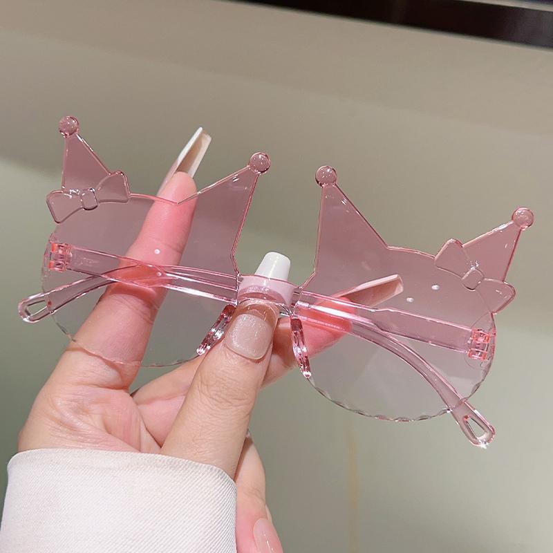 1/8 Pcs Rimless Kitten Shaped Sunglasses for Girls New Gradient Multi-color Decor Sun Glasses Cute Candy Color Kids Shades