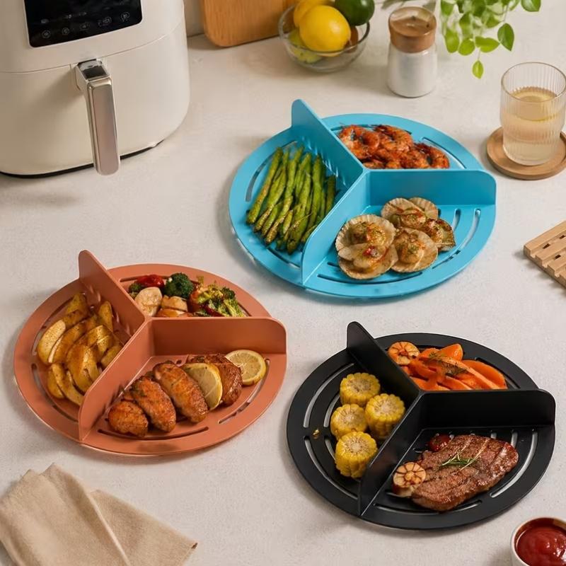 Silicone Triangle Separator For Air Fryer, Bowl Liner Accessory, Fits Most Round Silicone Bowls, Zone Separation To Prevent